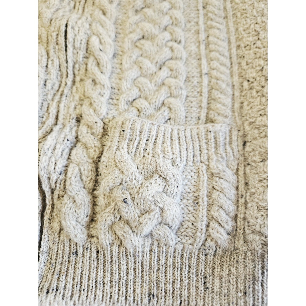 Carraig Donn Sweater Womens XL Beige Cable Knit 100% Wool Sweater Ireland Zip - Picture 3 of 9